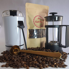 Cargar imagen en el visor de la galería, 250 gramos café variedad superior, molinillo eléctrico, prensa francesa y cuchara clip dosificadora
