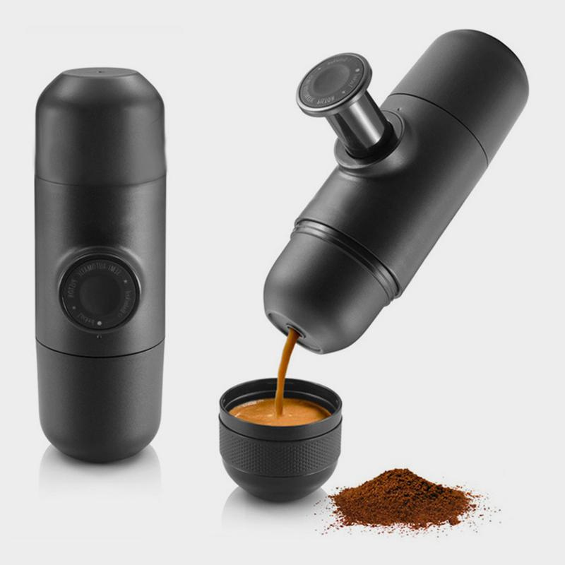 Cafetera Portatil,Mini Cafetera de Café Molido o Capsulas Portátil, Máquina de Café Espresso Cafetera Manual,para Acampar Senderismo