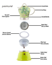 Cargar imagen en el visor de la galería, Cafetera Italiana o Moka nuevo diseño de cerámica estufa sostenible 3/6 tazas
